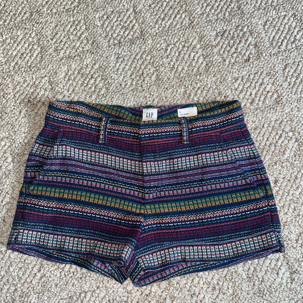 Womens Gap Multicolor Woven Striped City Shorts. Tapestry‎ Tweed Pattern Size 0